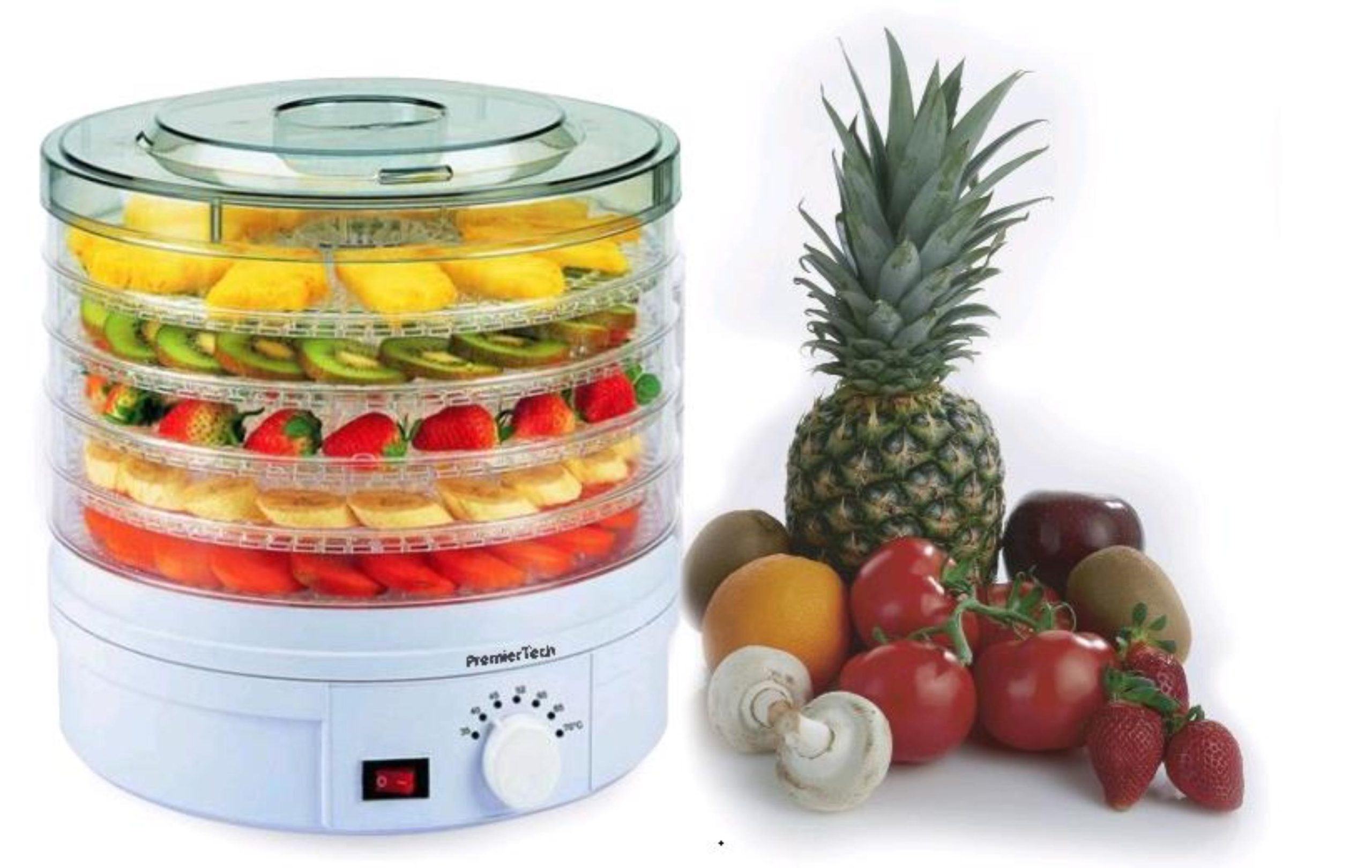 Essiccatore Frutta Verdura Carne Erbe 5 piani temp. 35-70 gradi 245watt ventola PremierTech PT-DE5