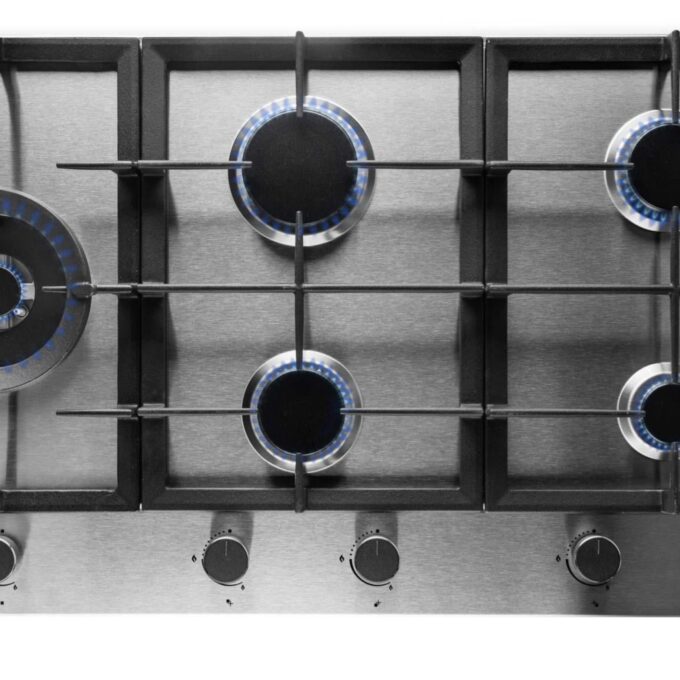 Piano Cottura a Gas 5 fuochi 90cm Acciaio Inox con Wok supporti in ghisa PremierTech PC905L