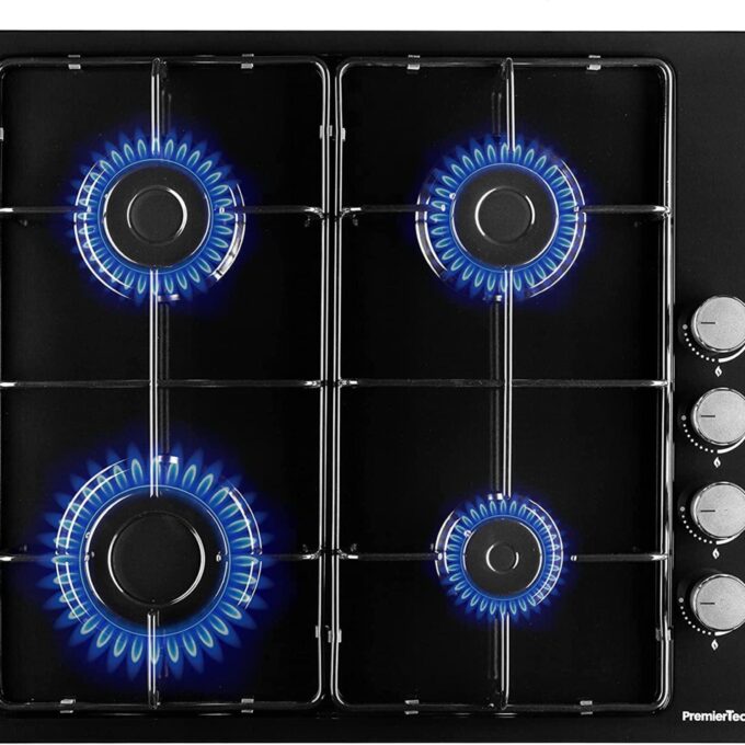 Piano cottura a gas 60cm Nero Lucido 4 fuochi PremierTech PC604BEG