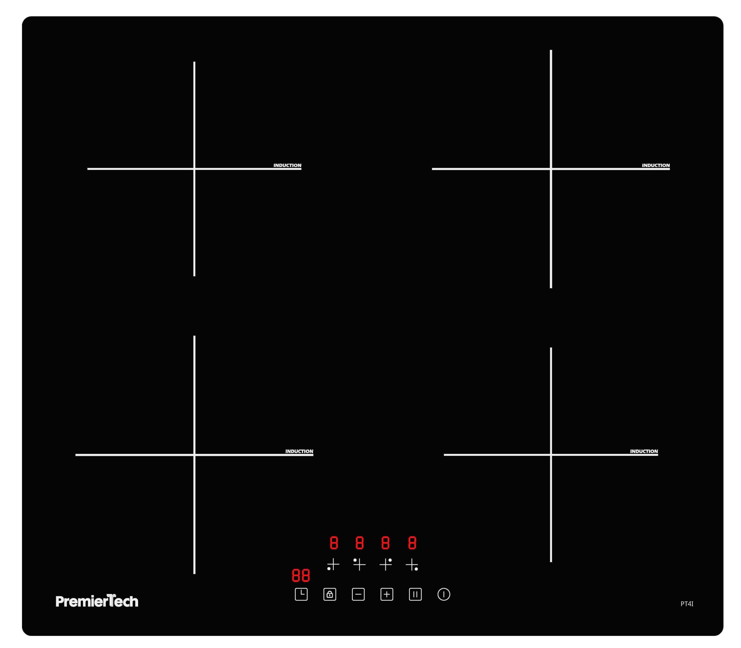PT4I PremierTech Piano Cottura a Induzione 4 Zone Timer e Blocco sicurezza