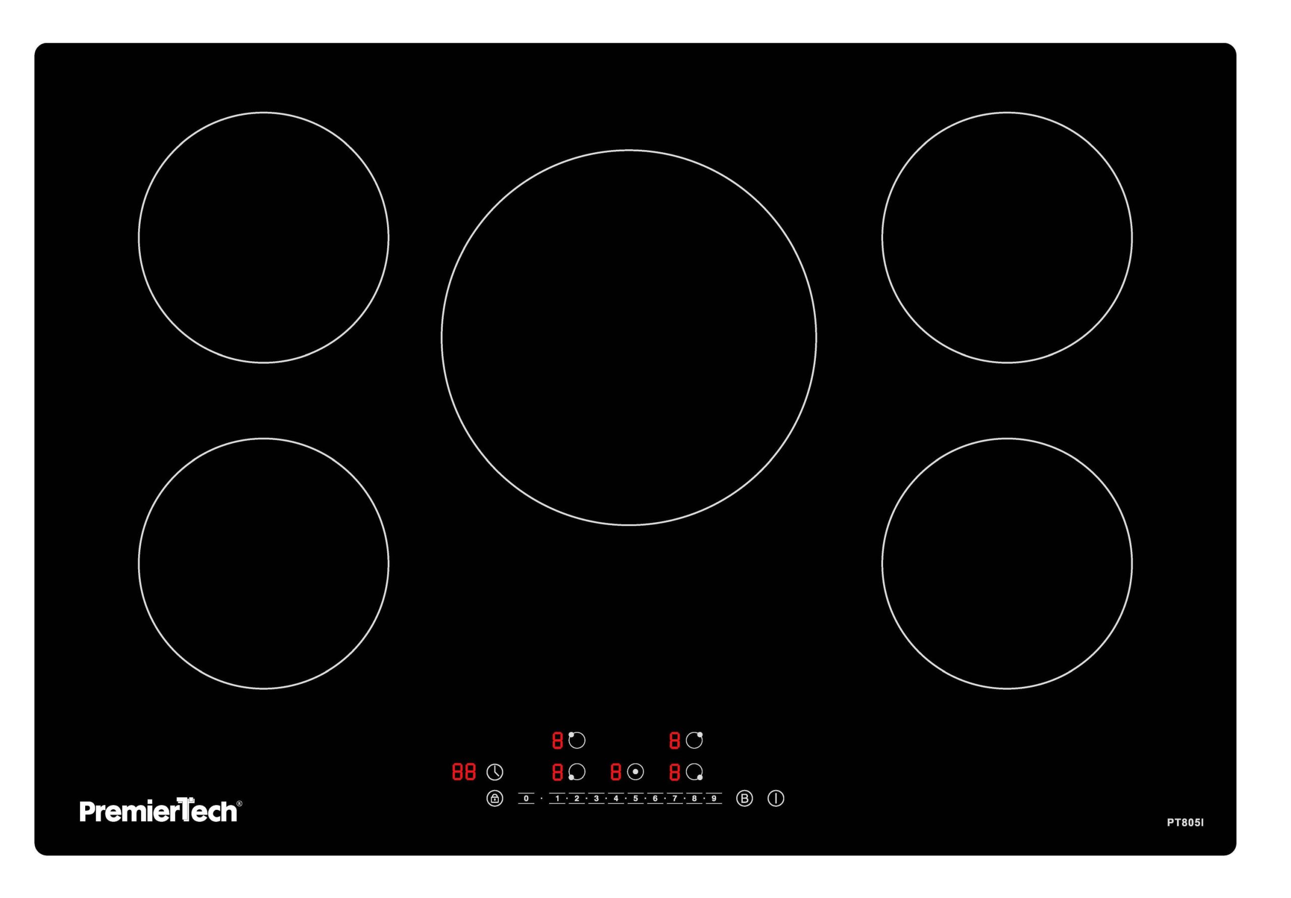 PT805I PremierTech Piano Cottura a Induzione 5 Zone Timer