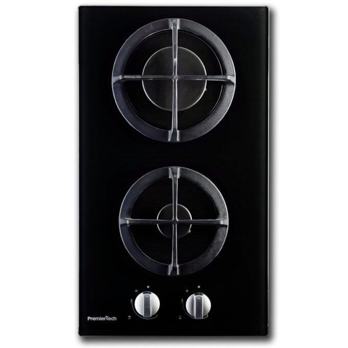 PremierTech® Piano cottura a gas 2 fuochi 30cm Vetro PremierTech PC2G30V
