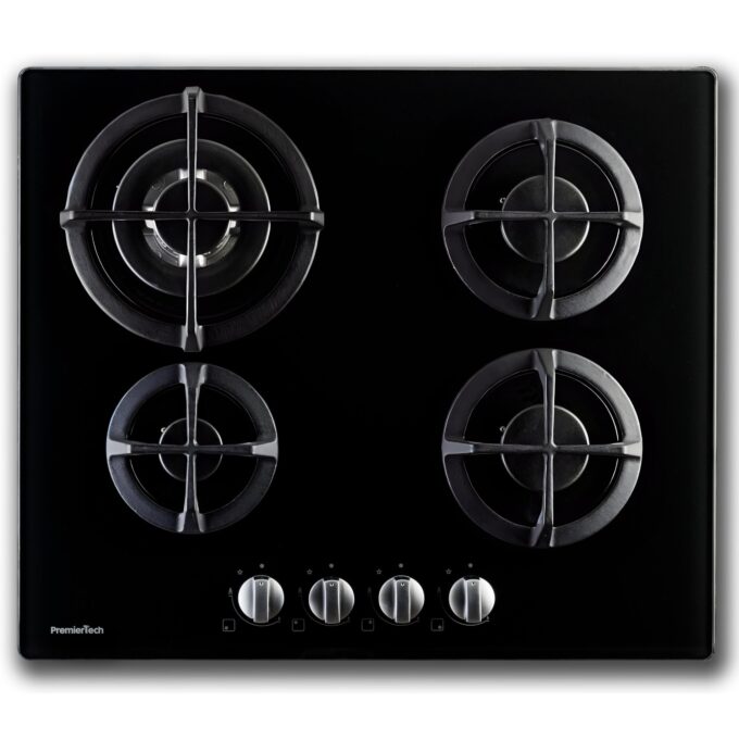 PremierTech® Piano cottura a gas 4 fuochi 60cm Vetro PremierTech PC4G60V
