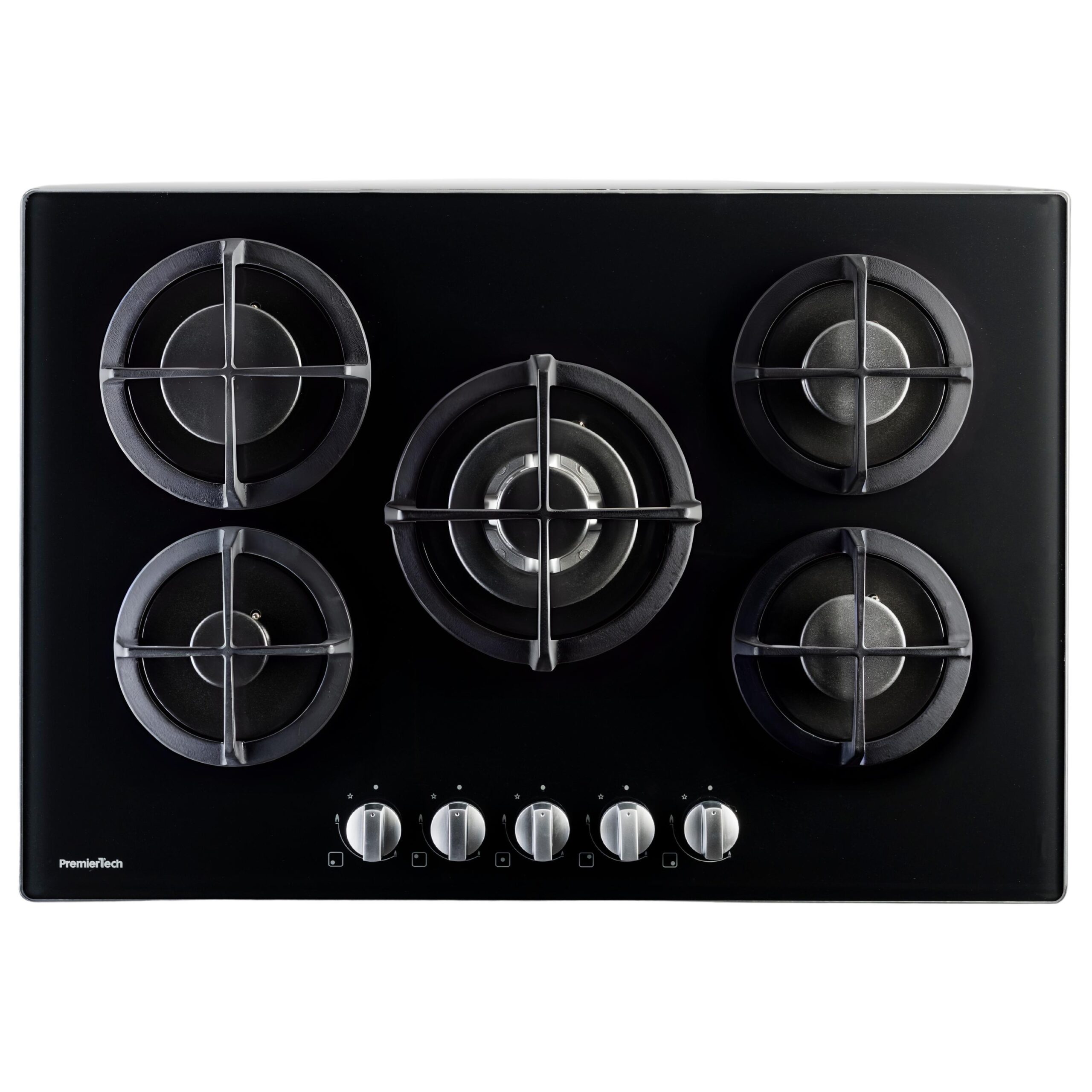 Piano cottura a gas 5 fuochi 75cm Vetro Nero PremierTech PC5G75V