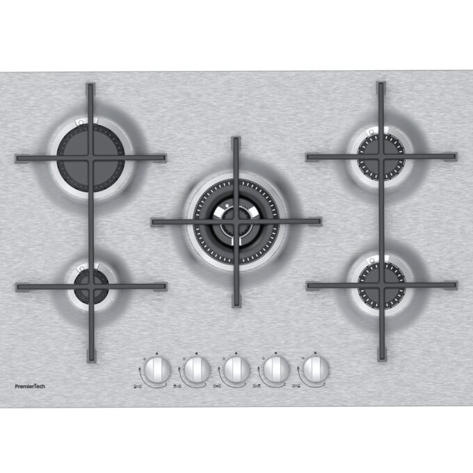 PremierTech Piano cottura a gas 5 fuochi 75cm Inox Luxury PT755LX