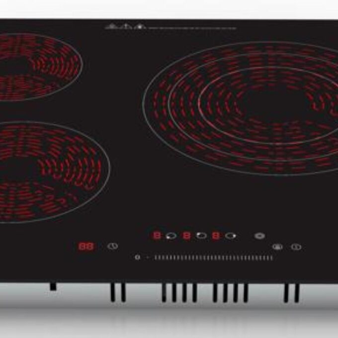Piano Cottura 4 Fuochi Vetroceramica 60cm Elettrico da incasso Display Led Touch Control Vetro Front smussato PremierTech PT-PC4C